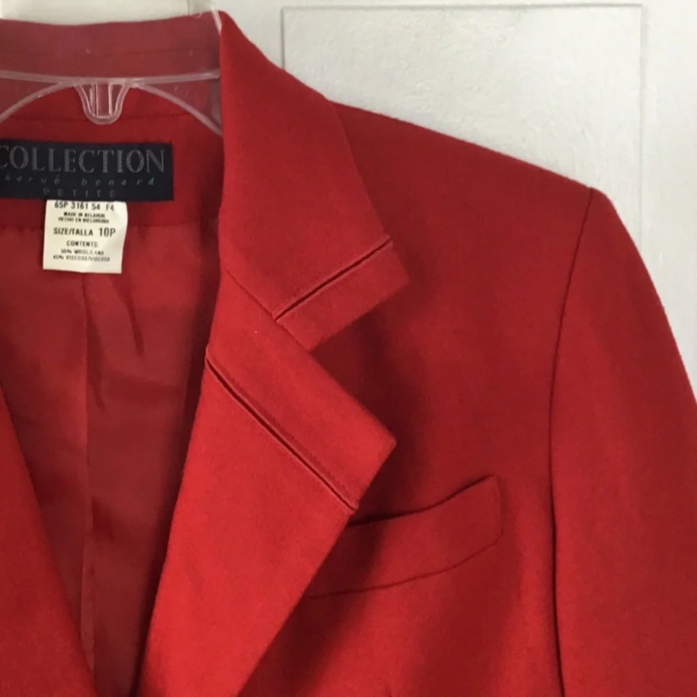 Harve Benard Red Wool Blend Blazer Jacket Vintage Petite